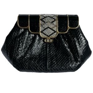 Vintage Faux Snakeskin Evening Bag/ Clutch With Rhinestones Made In Hong Kong